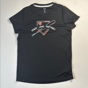 DSG‎ Girls' Black Active Peace Love Softball Tee, Size XL